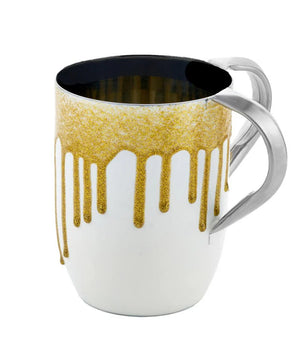 Gold Glitter White Enamel Wash Cup 50526