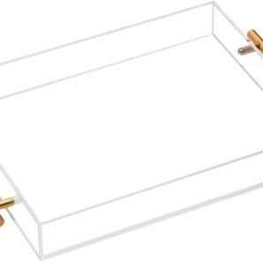 ACRYLIC TRAY W/ GOLD HANDLES 14"X20" VS-20-14G