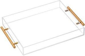 ACRYLIC TRAY W/ GOLD HANDLES 12X16X2 VS-12-16G