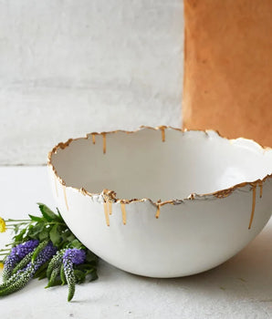 Large Bowl Gold With White Rim CER2647WG