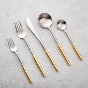 ARLINGTON BRUSHED SILVER W/ GOLD HANDLES FLATWARE /4 VF-20-AGS