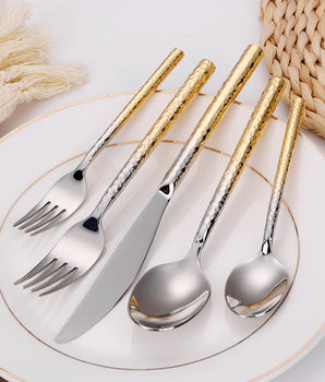 Pexo Graduated Gold Pebbled Handle Flatware S/4  VF849SG
