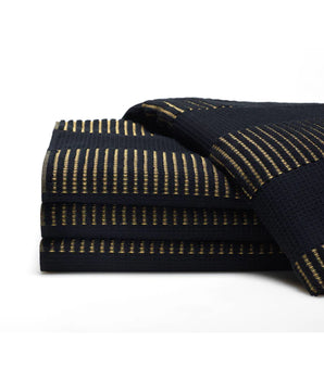 Honeycomb Black & Gold Waffle Hand Towel