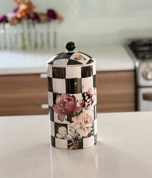 Porcelain Checkered Lg Jar K-PJCB-L