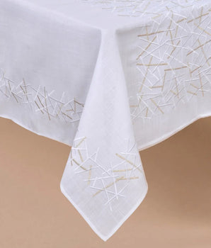 MADISON WHITE / GOLD UNLINED TABLECLOTH