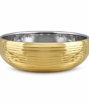 PRESTIGE STRIPED DOUBLE WALL SALAD BOWL GOLD 9" AOL-415G-9