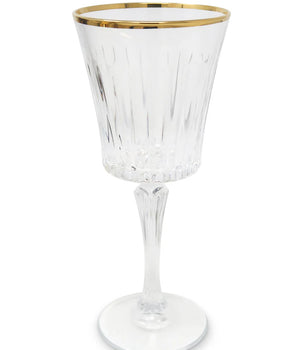 WATER GLASS W/ LINEAR DESIGN & GOLD RIM VWR4364