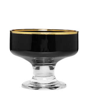 S/6 Black dessert cups clear stem GDG2973B