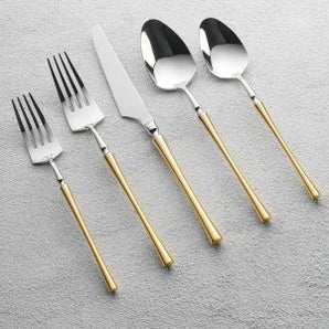 Irene Mirror Silver W/ Gold Handle Flatware S/4 VF-35-IGS