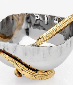 Crumpled Leaf Salt Dish W/ Spoon 59012