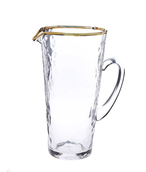 Pebble Glass Pitcher W/ Gold Rim & Handle GJG1055