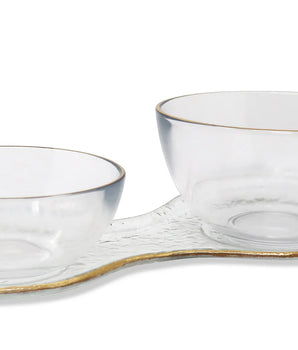 2 Bowl Relish Dish with Gold Rim VRD4738