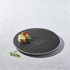Black Textured White Rim Round Charger S/6 VT-0790