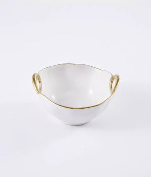 Porcelain Snack Bowl White - Gold CER-2659-WG