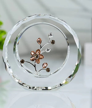 CHAMPAGNE CIRCLE CRYSTAL FLORAL DMCF-RND-CH