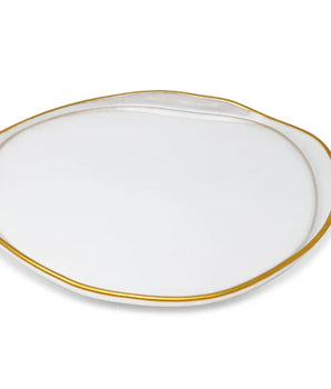 ORGANIC SHAPE CHARGER WHITE W/ GOLD RIM S/4 VC4876