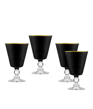 Vitolo Goblet Black W/ Gold Rim S/4 28929
