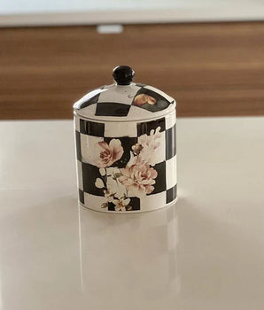 Porcelain Checkered Sm Jar K-PJCB-S