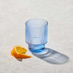 Malibu Blue Ribbed Rocks Glass 10oz VD-5719-BL