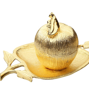 Gold Apple Shaped Dish W/Tray HD2008