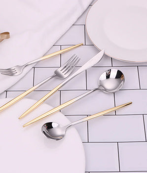 MORNE GRADUATED GOLD HANDLES FLATWARE S/4 VF835SG