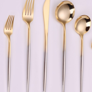 Vera Shiny Gold Ombre W/ Silver Handle Flatware S/4 VF-15-VSG