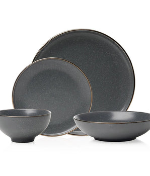 Beaumont Grey 16pc w/ Gold Rim 87479