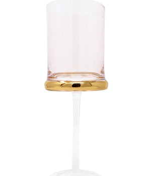 PINK WATER GLASS W/ GOLD BASE S/6 VWR4645