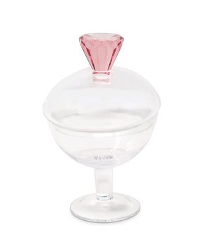 FOOTED CANDY DISH W/ PINK KNOB SMALL VJ5097