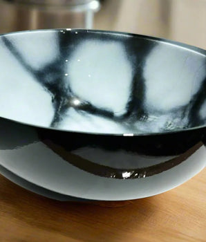 Black N Gold Marbelized Footed Bowl MB1083