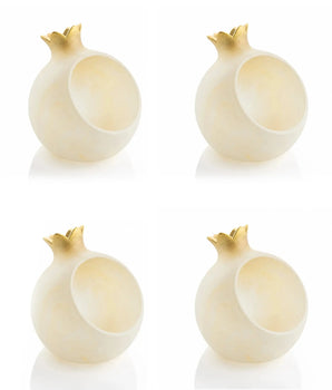 ROSH HASHANA HONEY DISH POMEGRANATE S/4 GOLD RH-HD-POM-SET-RS-GD