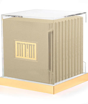 Square Zemiros Bencher Set for Shabbos & Yom Tov (Set of 10) BEZ-PU-HC-SQ-10-GO-GO