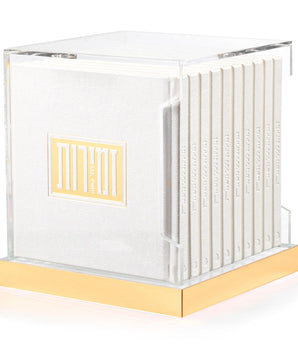 Square Zemiros Bencher Set for Shabbos & Yom Tov (Set of 10) BEZ-PU-HC-SQ-10-W-GO
