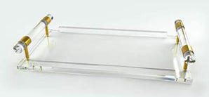 Lucite Clear Tray W/ Gold  8x15 HA189CLTY