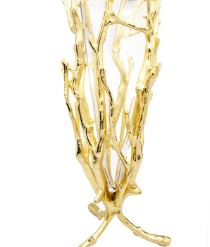 Gold Floral Vase W/ Glass Insert 19" GRV1088