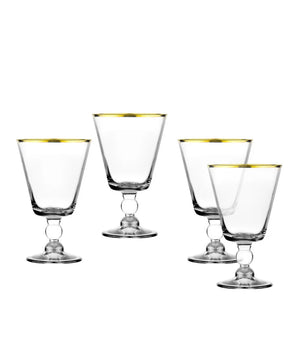 Vitolo Goblets Clear W/ Gold Rim S/4 28931