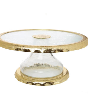 Glass Cake Stand W/ Gold Border MGS031