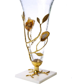 VASE W/ AGATE STONE & MARBLE BASE MAV768