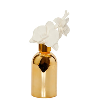GOLD DIFFUSER W/ WHITE CERAMIC FLOWER VD3426