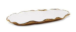 Hammered Oval Tray W/ Gold Scalloped Edge VT4484